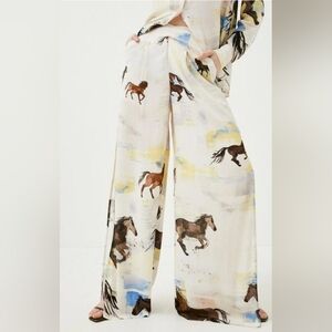 Karen Millen Horse Print Wide-Leg Pants